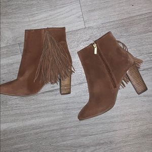 Topshop Faux Suede Fringe Booties